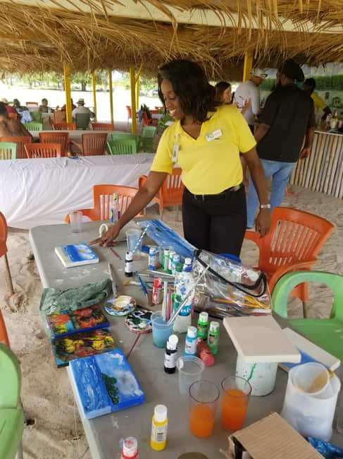 Sip & Paint with lunch on exciting Ffryes Tiki beach Bar - Meeting local artists and seeing island crafts